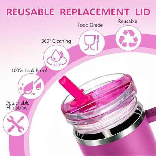 40 oz Detachable Lid Replacement for Stanley Tumbler, Leak-Proof Durable Splash-Proof Cover Compatible with Stanley 40 Ounce Cups£¬Cup Accessories for Stanley 2 Pack (Black+Black)