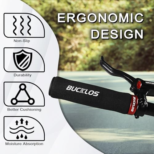 Black Locking MTB Bike Handlebar Grips Foam Anti-Slip Comfort