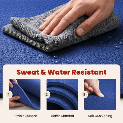72 x 48 Blue Large Yoga Mat Non-Slip Thick Exercise Mat for Home Workouts