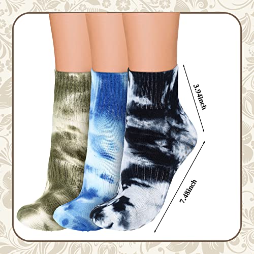 Pilates Grip Socks Women Non Slip Crew Socks - Elegant Color, 3 Pairs