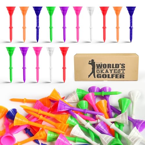 Unbreakable Golf Tees Set - 50 or 100 Mixed Color Plastic 3 1/4 Inch