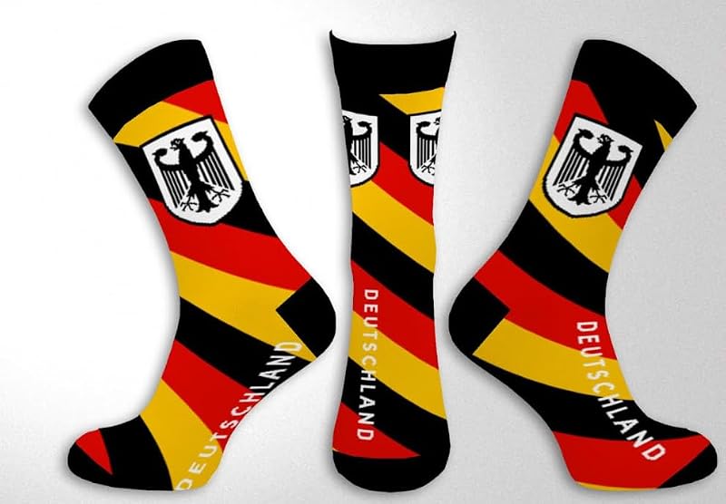 Country-Themed Socks for Men - Large Shoe Size 9-12, Tricolor Deutschland