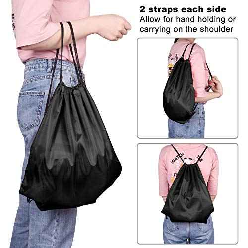 KUUQA 2 Pcs Drawstring Backpack Bags Bulk Sports Cinch Sack String Backpack Storage Bags for Gym Traveling£¨Black, Blue£©