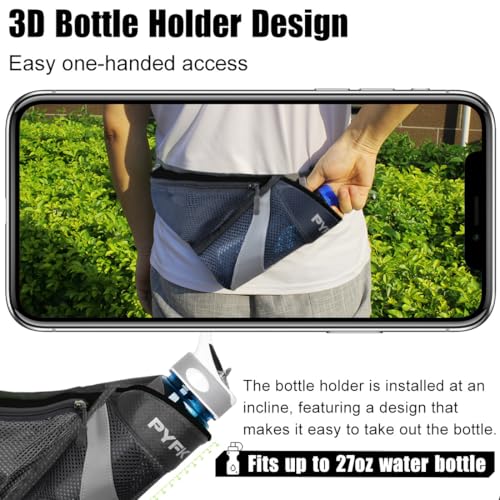 PYFK Running Belt Hydration Waist Pack with Water Bottle Holder - Black