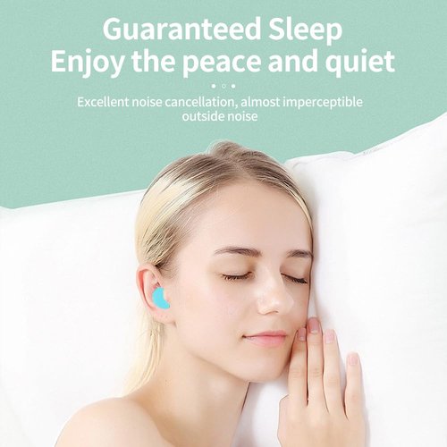 Ear Plugs for Sleeping, Swimming -6 Soft Noise Cancelling Silicone Gel Wax Earplugs for Sleep and Swimmers, Ear Protection with Sound Blocking Level of 32 Db (Blue, One Size)