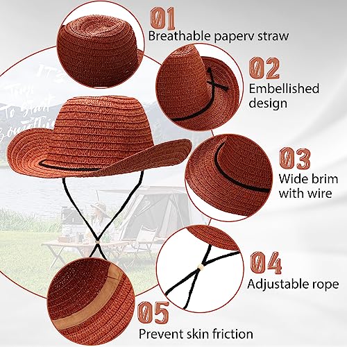 15-Pack Colorful Wide Brim Straw Cowboy Hats for Men Women Sun Protection Party
