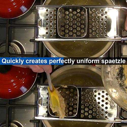 Stainless Steel Spaetzle Maker Set with Strainer and Comfort Handle - German Pasta Dumpling Tool