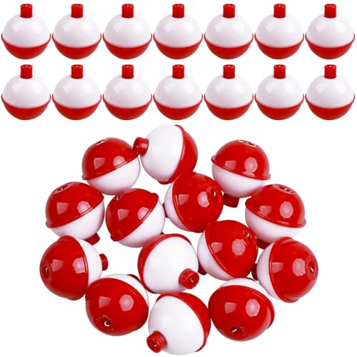 15pcs Red White Push Button Fishing Bobbers Float Buoys - 1 Inch