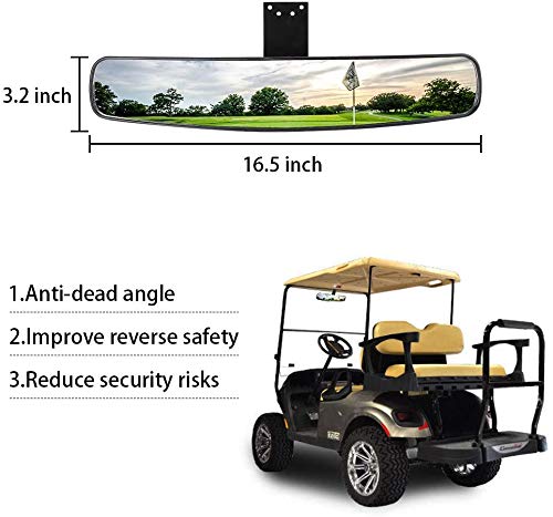 10L0L 16.5" Panoramic Rear View Mirror for EZGO Club Car Yamaha - Single Bracket