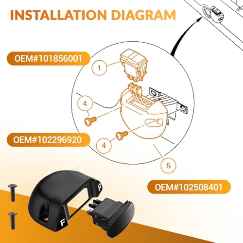 Black Forward Reverse Switch and Housing Kit for Golf Carts - Compatible with Club Car Precedent, Tempo, Onward