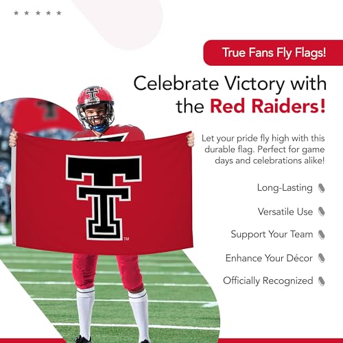 Nylon Texas Tech Red Raiders Flag - NCAA Licensed - 3' x 5' - Red, White, Black