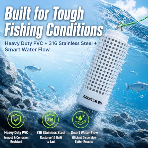 Small PVC Fish Bait Cage with 316 Stainless Steel & Glow Rope for Saltwater Fishing