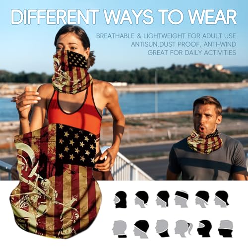 Neck Gaiter Balaclava Face Mask for Cycling Running Hiking Sun Wind Protection - Red/Tan/Navy - 8 Pack
