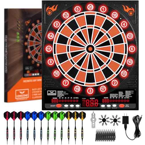 Electronic Dartboard, Electric Dart Boards for Adults,Electronic Scoreboard, Light-Up Led Display, 12 Darts Soft Tip Professional Dart Board and Extra Tips, Up to 8 Players