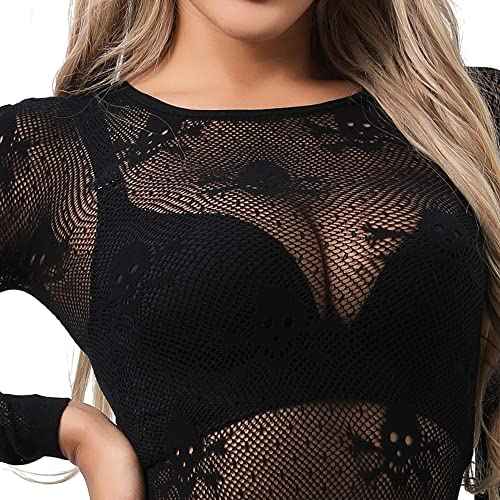 Women Sexy Crop Top Shirt Fishnet Lingerie Bikini Cover Up