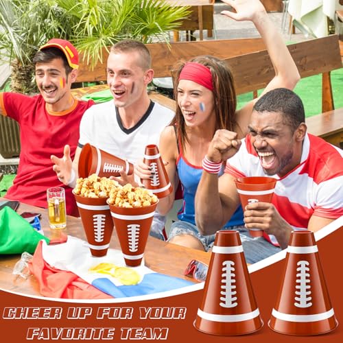 12 Pack Football Cheer Megaphones with White Lids - Plastic Sport Party Accessories