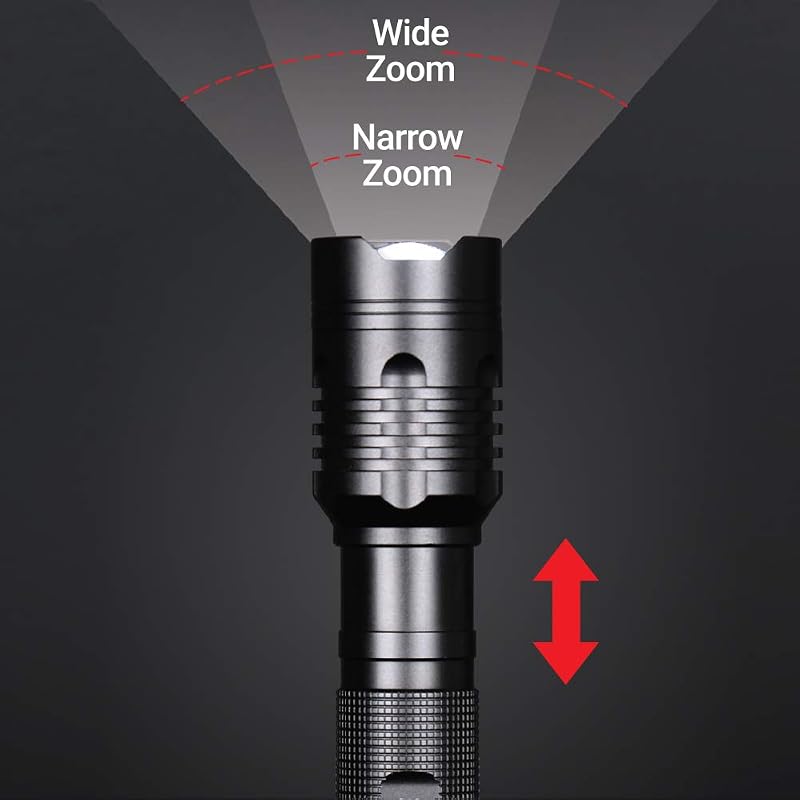 Feit Electric 1000 Lumen LED Tactical Flashlight - Aluminum, Zoomable, 8.1in, 3-C Batteries Included