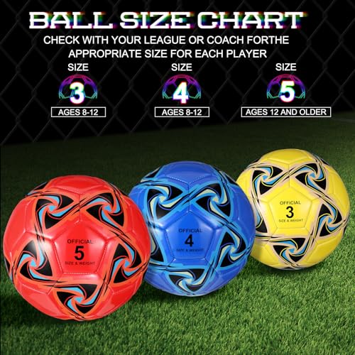 Deekin 6 Pack Kids Soccer Balls with Pump Size 4 Bright Colors Bulk
