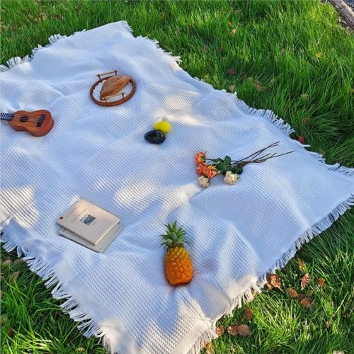 Large White Picnic Blanket 70 x 70 Inches for Outdoor & Indoor Use