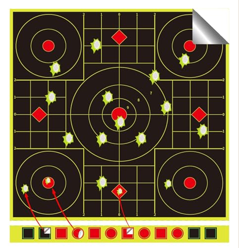 25 Pack Multi-Color 12x12 Inch Splatter Shooting Targets with Adhesive & Repair Patches