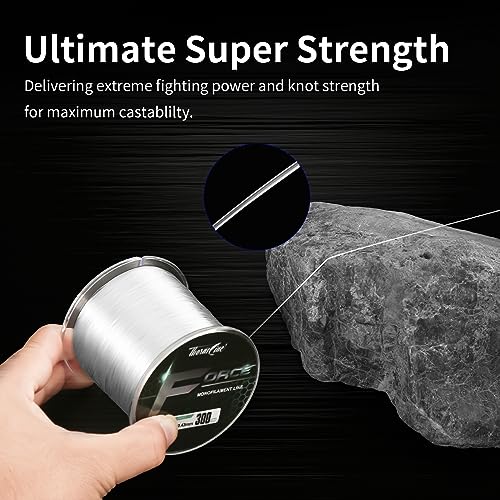 Force Monofilament Fishing Line - Heavy Duty Clear Nylon Leader Line 0.20mm 6lb 1000yd ICE Variation