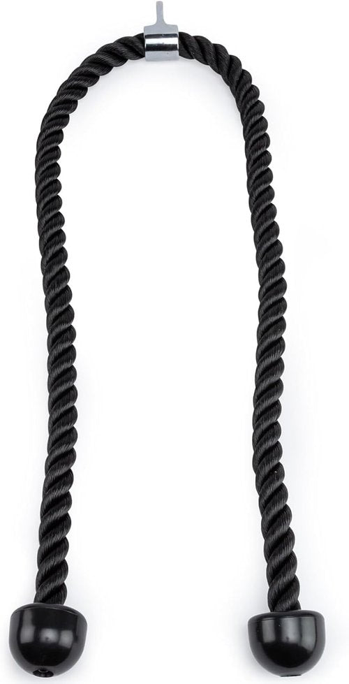 Double Length Tricep Rope for Cable Machines - 55 Inch Heavy Duty Pulldown Attachment, 4ft 7in Gym Strength Training Accessory & Home Workout Equipment