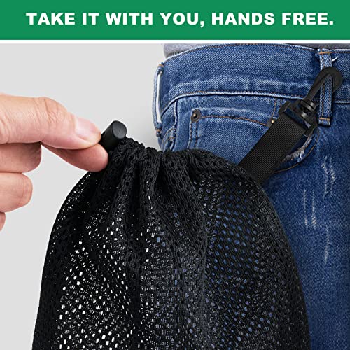 10 Pack Mesh Drawstring Bags with Clips - Portable Nylon Storage for Outdoor & Sports (7.9x11.8in)