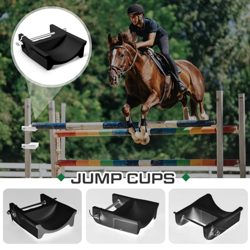 Black Horse Jump Cup Set - 4 Pairs Plastic Jump Cups with Pins for Equestrian Use
