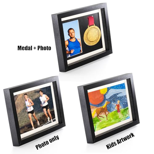13 x 9.5 Inch Medal Display Shadow Box Frame for Runners & Sports Awards - Black