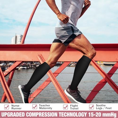 Compression Socks for Men & Women 15-20 mmHg Support Athletic Running Nurse Small-Medium Black (6 Pairs)