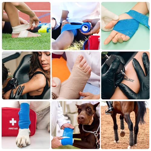 Self Adhesive Bandage Wrap 2 Inch x 5 Yards Black - Medical, Sports & Pet Vet Wrap