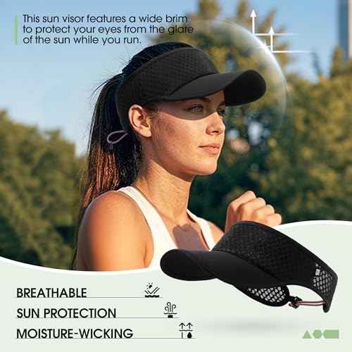 Breathable Mesh Sun Visor Lightweight Sport Hat for Men Women - Black