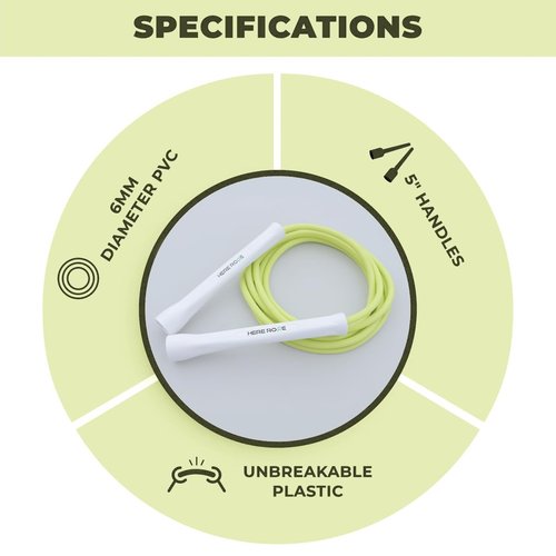 Hererope 6MM PVC Jump Rope for Men & Women Fitness, Speed, Tricks, Cardio Training, Boxing Jump Rope with Unbreakable Handles and Non-Kinking Skipping Rope, Adjustable Jumprope for Adults