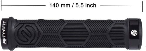 FIFTY-FIFTY Double Lock-On Mountain Bike Grips, Bicycle Handlebar Locking Grips, Non-Slip MTB Handle (Black)