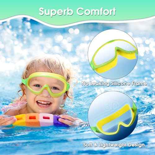 EverSport 2 Pack Kids Swimming Goggles, Anti-fog Swim Goggles for Toddler Girls Boys 3-15