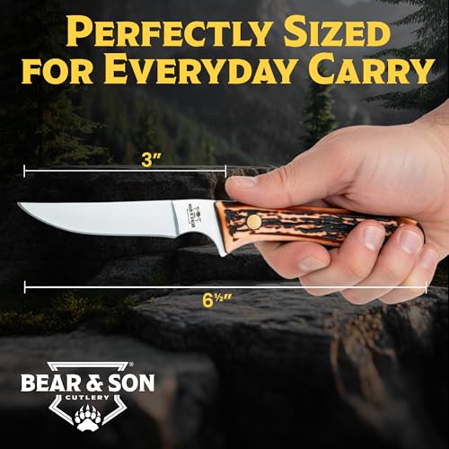 6.5-Inch Bird and Trout Skinning Knife with Leather Sheath - High Carbon Stainless Steel, Stag Delrin Handle, Hunting & Camping Tool