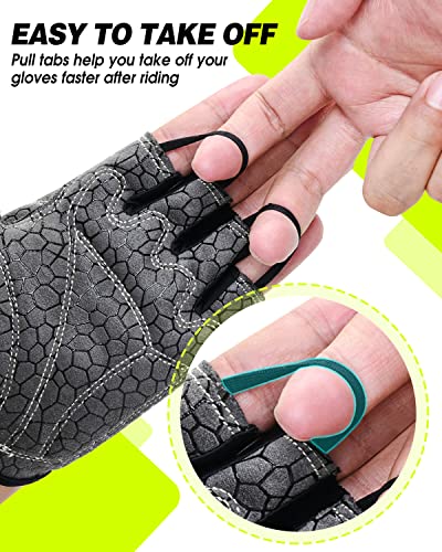 Black X-Large Cycling Gloves - Mountain Bike Half Finger Road Riding, Breathable Shock Absorbing