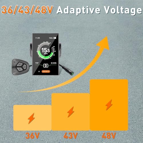 BAFANG 3.5in eBike Display DPC18 for BBS01B BBS02B BBSHD Mid Motor 0-9 Pedal Assist Levels eBike Computer Display with Automatic Backlight UART Protocol