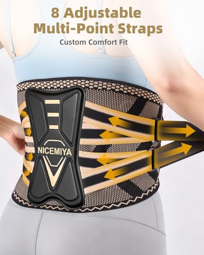Copper Infused Back Brace for Lower Back Pain Relief - Black Large