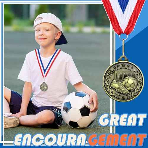 Misdary 12 Pack Medals with Neck Ribbons Team Participation Trophies for Kids Sports Awards Party Favors for Sports Competitions Celebration Gift