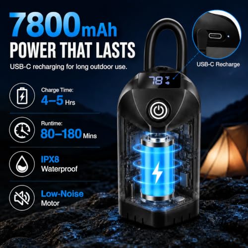 Rechargeable Portable Shower for Camping with 7800mAh Battery and Adjustable Spray