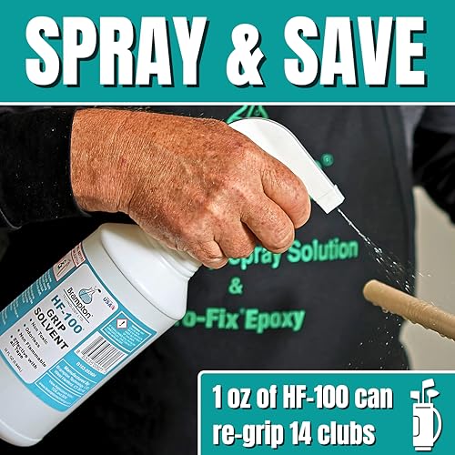 Brampton HF-100 Premium Golf Grip Solvent for Regripping Golf Clubs and Golf Grip Repair - Shake and Spray Golf Grip Solution - Non-Toxic, Non-Flammable, and Odorless Golf Grip Solvent (32oz)