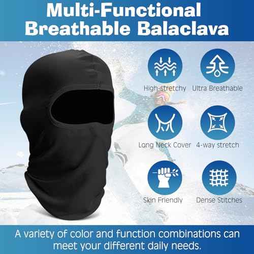 Balaclava Face Ski Mask: 6 Pack Breathable Full Face Cover for Men Women Full Head Masks Neck Gaiter