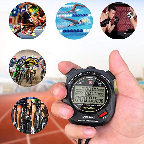 Professional Timer Stopwatch, Digital Sports Stopwatch with Countdown Timer, 100 Lap Memory, 0.01 Second Timing,Water Resistant,Multi Functional Stopwatch for Swimming Running Training etc