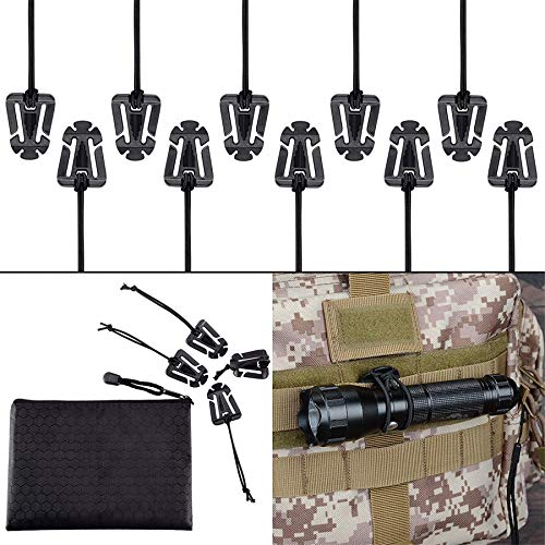 BOOSTEADY 10Pcs Tactical Molle Web Dominators for Hydration Tube Backpack Straps - Black