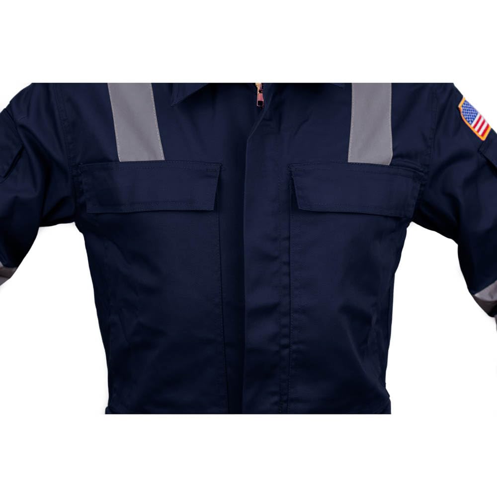Premium High Visibility Hi Vis Coveralls with Leg Zipper (Small, Navy Blue)