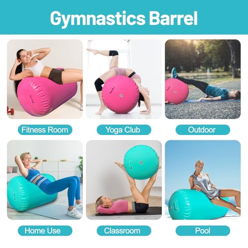 Green Air Roller Gymnastics Barrel for Back Handspring & Backbend Training - 23.6in Diameter, 47.3in Height