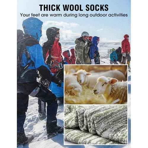 Yeblues 5 Pairs Thick Wool Socks Mens, Warm Winter Fuzzy Socks,Soft Hiking Socks Men Moisture Wicking Boot