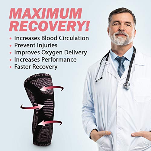 Pink X-Large Knee Support Sleeve for Leg Pain Relief and Sports - Unisex