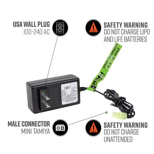 Valken Airsoft NiMH/NiCd Smart Charger - 1A Fast Charging for 8.4V-12V Batteries
